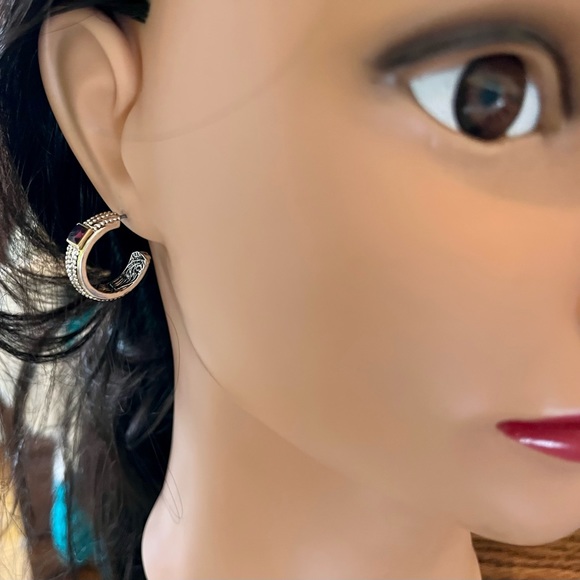 Pierced earrings, silver tone with purple -jewelry - Picture 8 of 14